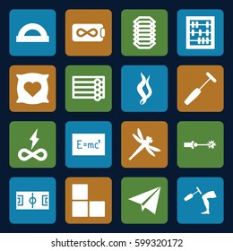 texture icons set. Set of 16 texture filled icons such as brick wall, wooden wall, pillow with heart on it, knee hammer reaction check, medical hammer, smoke, paper plane