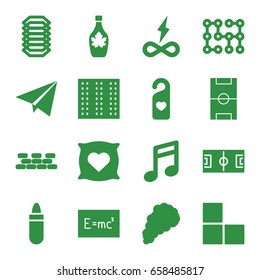 Texture icons set. set of 16 texture filled icons such as field, brick wall, pillow with heart on it, lipstick, maple syrup, heart tag, smoke, football pitch, paper plane