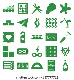 Texture icons set. set of 25 texture filled icons such as field, brick wall, wooden wall, pillow with heart on it, splash, maple syrup, heart tag, knee hammer reaction check