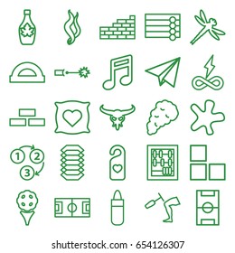 Texture icons set. set of 25 texture outline icons such as bull skull, brick wall, wooden wall, pillow with heart on it, lipstick, splash, maple syrup, heart tag