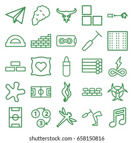 Texture icons set. set of 25 texture outline icons such as bull skull, field, brick wall, wooden wall, pillow with heart on it, lipstick, splash, knee hammer reaction check