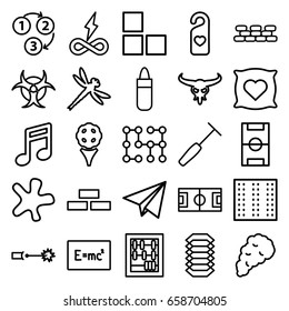 Texture icons set. set of 25 texture outline icons such as bull skull, field, brick wall, pillow with heart on it, lipstick, splash, heart tag, medical hammer, smoke, 1 2 3