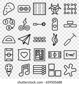 Texture icons set. set of 25 texture outline icons such as field, brick wall, wooden wall, pillow with heart on it, splash, heart tag, medical hammer, smoke, 1 2 3