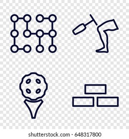 Texture icons set. set of 4 texture outline icons such as brick wall, knee hammer reaction check, electric circuit