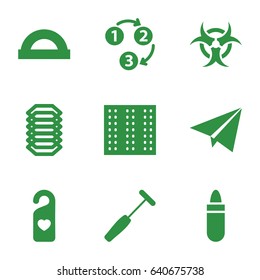 Texture icons set. set of 9 texture filled icons such as field, lipstick, heart tag, medical hammer, 1 2 3, paper plane, electric circuit, hazzard