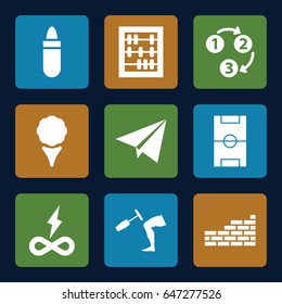 Texture icons set. set of 9 texture filled icons such as lipstick, knee hammer reaction check, football pitch, 1 2 3, paper plane, brick wall, endless battery, golf