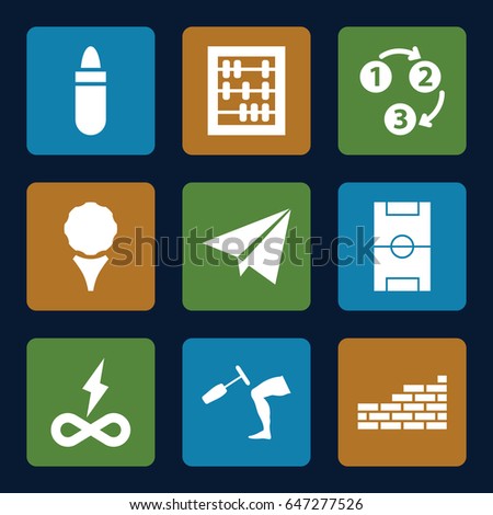 Texture icons set. set of 9 texture filled icons such as lipstick, knee hammer reaction check, football pitch, 1 2 3, paper plane, brick wall, endless battery, golf