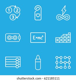 Texture icons set. set of 9 texture outline icons such as wooden wall, lipstick, heart tag, 1 2 3, brick wall, electric circuit, endless battery
