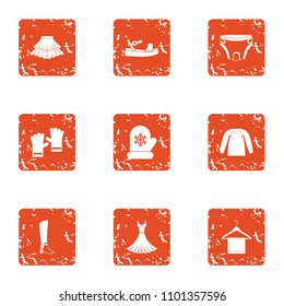 Texture icons set. Grunge set of 9 texture vector icons for web isolated on white background