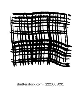 La textura del eclosión de tinta en forma de cuadrícula curvada, dibujada a mano. Ilustración vectorial aislada