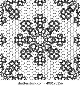 texture lace fabric, color black , flowers, hearts
