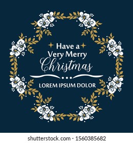 Texture leaf flower frame, for lettering very merry christmas. Vector