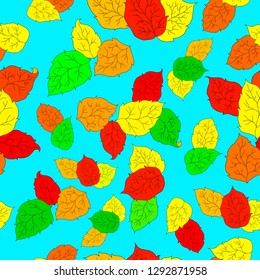 Texture with leaves on a blue background