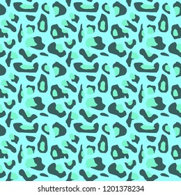 The texture of the leopard spots. Leopard pattern for textiles. Blue-black spots on a blue background.