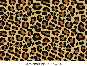 Texture leopard vector endless print, yellow background, trendy design.