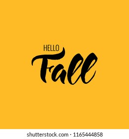 Texture lettering hello fall on the colored background