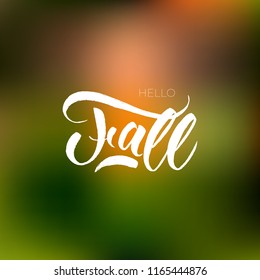 Texture lettering hello fall on the colored background