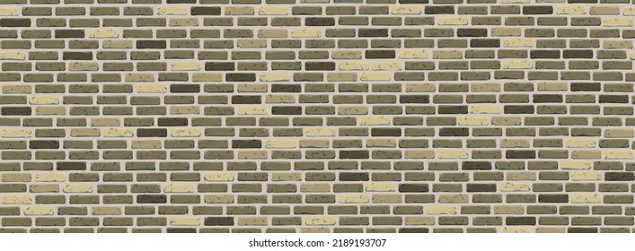 Texture of light grey-green, marsh shades of a brick wall with white construction joints. Rectangular seamless background for placing text, design elements, wallpapers, packaging, etc.