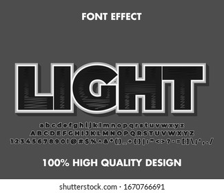 Texture line text effect black with white outline. for title and headline use. Typography typeface uppercase, lowercase, symbol, sign and number. vector illustration