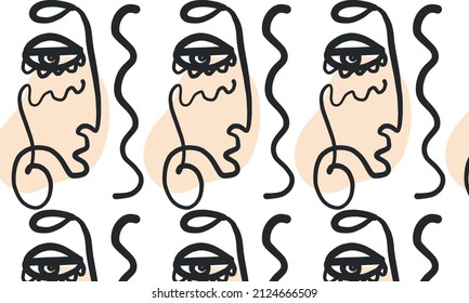 Texture with linear abstract faces.  Collection cubism face. Contemporary abstract texture. Modern art. Wall decor. Vector for digital concept. 