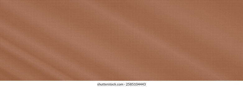 Texture of linen fabric with folds. Warm earthy brown color. Rectangular vector illustration. Net. Cell. Use as background, wallpaper, packaging, overlay on any background, for decoration and design