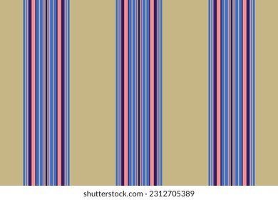 Texture lines textile of fabric stripe background with a seamless pattern vector vertical in blue and amber colors.