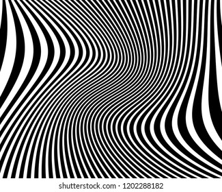 Texture with lines of varying thickness. Halftone effect. Twisted background. Scalable vector graphics