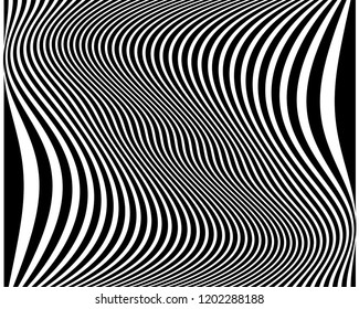 Texture with lines of varying thickness. Halftone effect. Twisted background. Scalable vector graphics