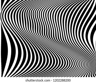 Texture with lines of varying thickness. Halftone effect. Twisted background. Scalable vector graphics