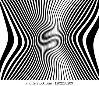 Texture with lines of varying thickness. Halftone effect. Twisted background. Scalable vector graphics
