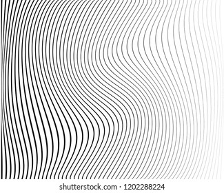 Texture with lines of varying thickness. Halftone effect. Twisted background. Scalable vector graphics