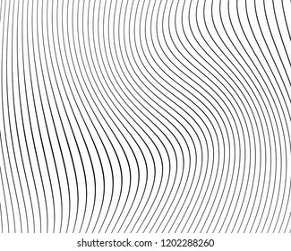 Texture with lines of varying thickness. Halftone effect. Twisted background. Scalable vector graphics