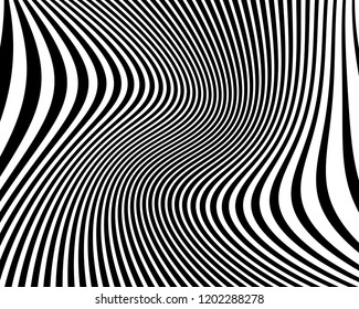 Texture with lines of varying thickness. Halftone effect. Twisted background. Scalable vector graphics