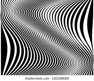 Texture with lines of varying thickness. Halftone effect. Twisted background. Scalable vector graphics