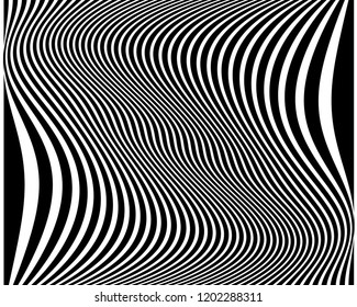 Texture with lines of varying thickness. Halftone effect. Twisted background. Scalable vector graphics