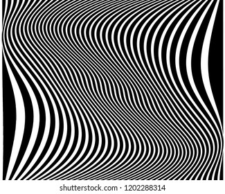 Texture with lines of varying thickness. Halftone effect. Twisted background. Scalable vector graphics