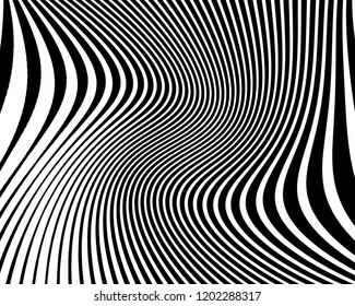 Texture with lines of varying thickness. Halftone effect. Twisted background. Scalable vector graphics