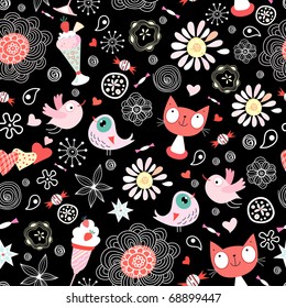 texture love cats and birds