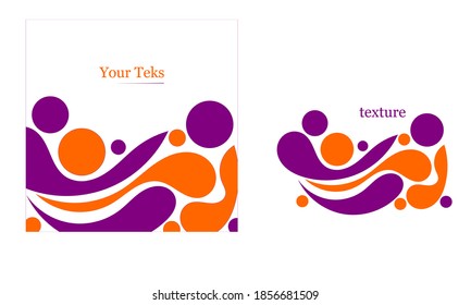 texture made of several curves and a collection of circles in purple and orange color