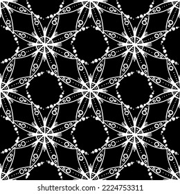 The texture of the mandala is a geometric pattern. seamless pattern of black mandala line, stylized flower for tile and fabric pattern, isolated contour pattern circles and lines