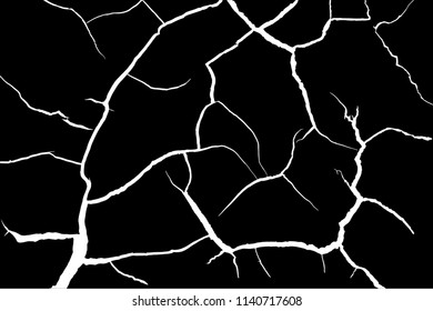 Texture with many cracks. Great for your design and texture background. Isolated on black background. Vector illustration. EPS10