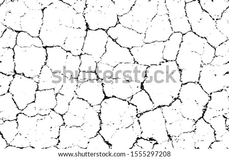 Texture with many cracks, scratches. Cracked earth. Distressed crackle. Dry surface soil. Grunge black and white background. Seamless pattern. Monochrome abstract design. Structure cracking ground