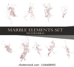 Texture of marble with imitation of rose gold. Rose marble for the design of surfaces, covers, packaging, invitations.Vector set of marble elements. 