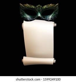 texture, mask and roll of paper white sheet template for invitation design vector