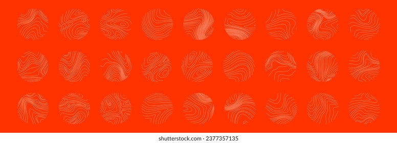 Texture of meat and fish in a circle. Abstract linear background. Vector print of food.