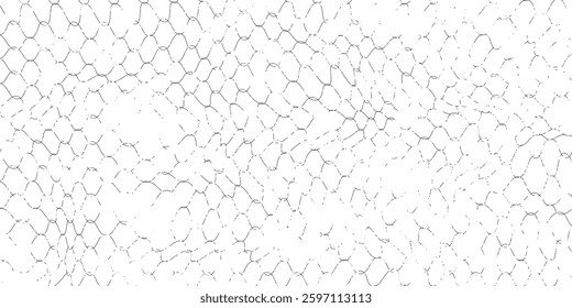 The texture of the metal mesh. Torn, destroyed, broken metal mesh on a white background