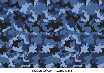 Texture Military Blue Camouflage Background Endless Stock Vector ...