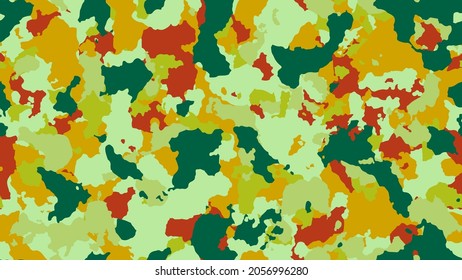 Texture military camouflage. Abstract camo backgound. Seamless pattern for textile. Yellow minimal banner. Colorful uniform design. Combat vector illustration.