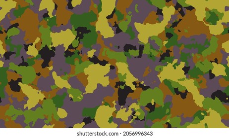 Texture military camouflage. Abstract camo backgound. Seamless pattern for textile. Green and brown liquid template. Colorful uniform design. Combat vector illustration.