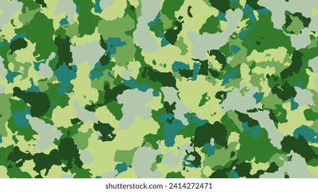 Texture military camouflage. Abstract camo backgound. Seamless pattern for textile. Green retro flyer. Colorful uniform design. Combat vector illustration.